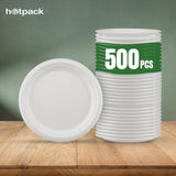 500 Pieces Biodegradable 10 Inch Round  Plates -  100% Natural, Compostable, Ecofriendly, Safe & Hygienic Disposable