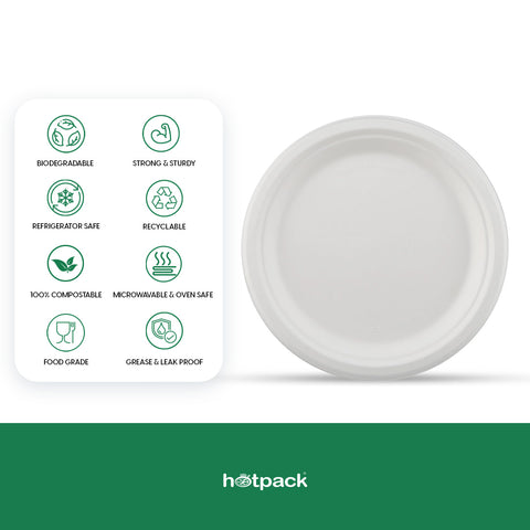 25 Pieces Biodegradable 10 Inch Round Plate