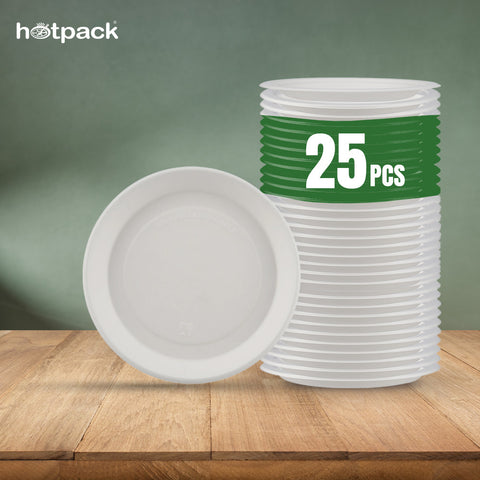 25 pieces Biodegradable 12 Inch Round Plate - Natural Disposable | Eco-Friendly & Compostable