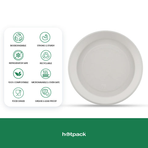 25 pieces Biodegradable 12 Inch Round Plate - Natural Disposable | Eco-Friendly & Compostable