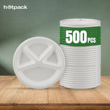 500 pieces Biodegradable 12 inch round 4 compartment plates - Natural Disposable | Eco-Friendly & Compostable