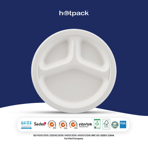 3 Compartment 10 Inch Round Plate