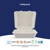 25 Pieces Biodegradable 3 Compartment 9 Inch Clamshell Multipurpose Square Container - Natural Disposable | Eco-Friendly & Compostable