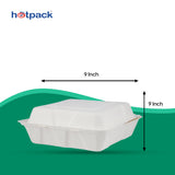 25 Pieces Biodegradable 3 Compartment 9 Inch Clamshell Multipurpose Square Container - Natural Disposable | Eco-Friendly & Compostable