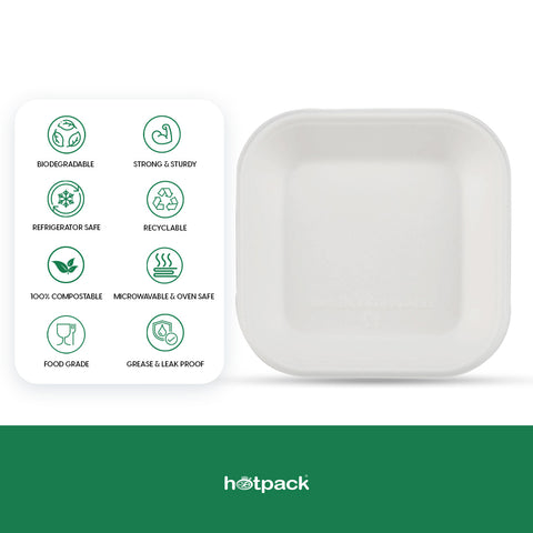 50 Pieces Biodegradable 5.5 Inch Square Tray