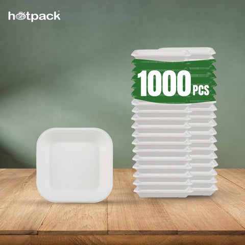 1000 Pieces Biodegradable 5.5 Inch Square Tray | Ecofriendly, Compostable