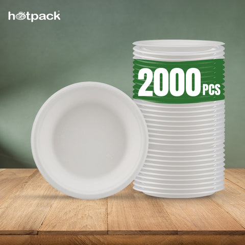 2000 Pieces Biodegradable 6 Inch Plates - Natural Disposable | Eco-Friendly & Compostable