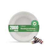 2000 Pieces Biodegradable 6 Inch Plates - Natural Disposable | Eco-Friendly & Compostable