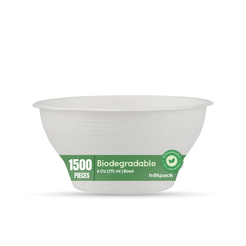 1500 Biodegradable 6 Oz (175 ml ) Bowl - Ecofriendly, Safe & Hygienic | Compostable