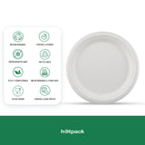 1000 pieces Biodegradable 7 Inch Round Plate - 100% Natural, Compostable, Ecofriendly, Safe & Hygienic Disposable