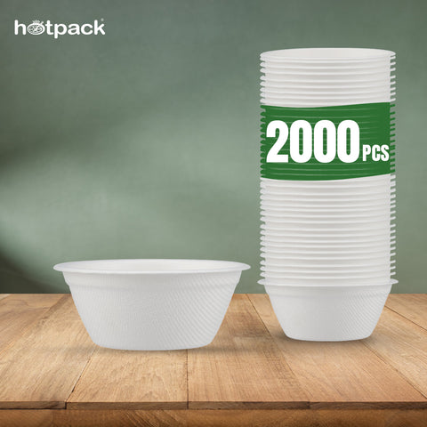 2000 Pieces Biodegradable 8 Oz (230 ml) Bowl - Natural Disposable | Eco-Friendly & Compostable