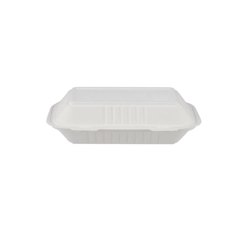 250 Pieces Biodegradable Clamshell Multipurpose Rectangular Takeaway Container - Natural Disposable| Eco-Friendly & Compostable