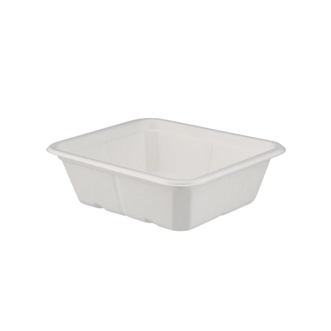 1000 Pieces Biodegradable Hinged 25 Oz Rectangular Container Base Only - Natural Disposable | Eco-Friendly & Compostable