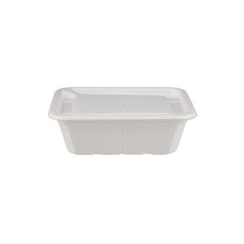 1000 Pieces Biodegradable Hinged 25 Oz Rectangular Container Base Only - Natural Disposable | Eco-Friendly & Compostable