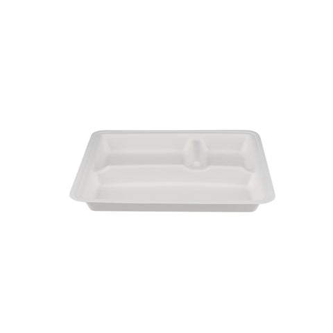 500 Pieces Biodegradable 3 Compartment  10 Inch Square Tray - Natural Disposable | Eco-Friendly & Compostable Hotpack