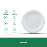 50 Pieces Biodegradable 6 Inch Round Plates - Natural Disposable