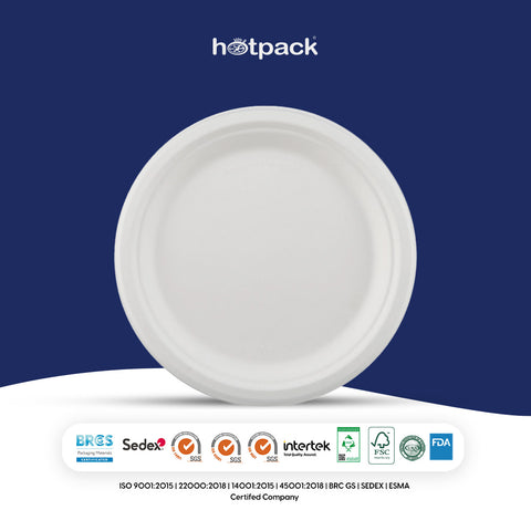 1000 pieces Biodegradable 7 Inch Round Plate - 100% Natural, Compostable, Ecofriendly, Safe & Hygienic Disposable