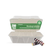 200 Pieces Biodegradable Clam Shell Multipurpose 9 Inch Square Container -Natural Disposable | Eco-Friendly & Compostable