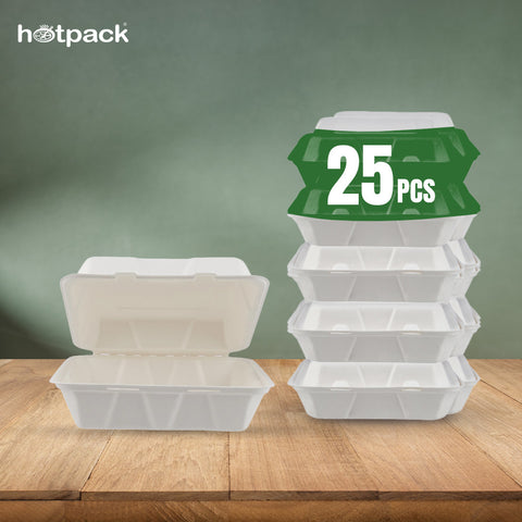 25 Pieces Biodegradable Clam Shell Multipurpose 9 Inch Square Container -Natural Disposable