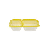 5 Pieces Clear Ribbed Rectangular Microwave 2 Compartment Container With Color Lids