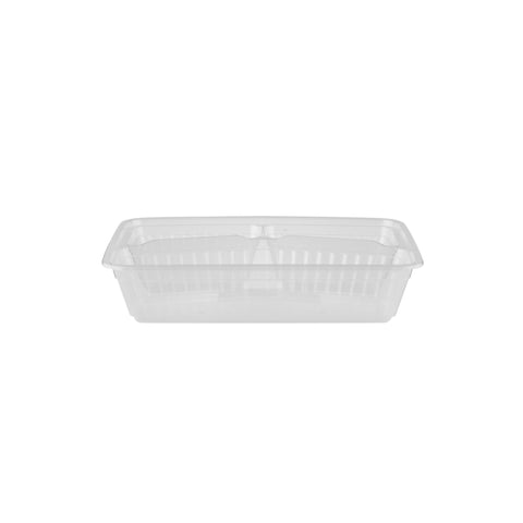 5 Pieces Clear Ribbed Rectangular Microwave 3 Compartment Container With Color Lids