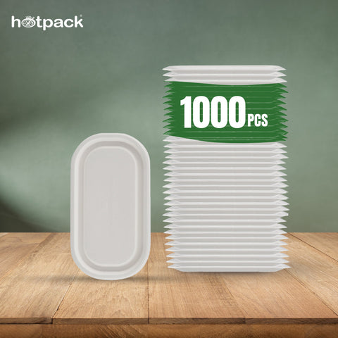 1000 pieces Biodegradable 16 Oz (470 ml) Oval Container Lid Only -Natural Disposable | Eco-Friendly & Compostable