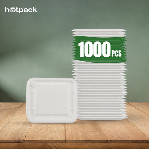 1000 pieces Biodegradable  25 Oz (750 ml )Rectangular Container Lid Only - Natural Disposable