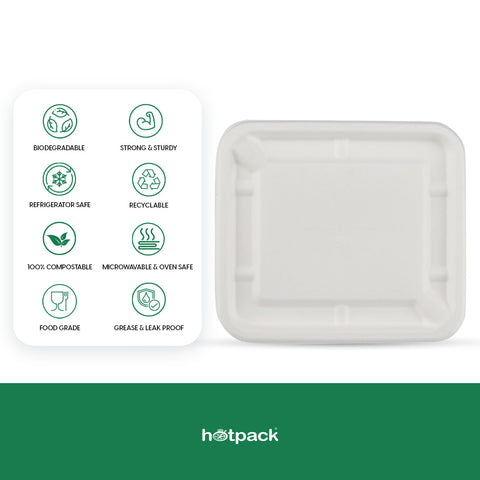 1000 pieces Biodegradable  25 Oz (750 ml )Rectangular Container Lid Only - Natural Disposable