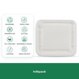 1000 pieces Biodegradable  25 Oz (750 ml )Rectangular Container Lid Only - Natural Disposable