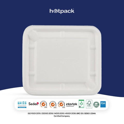 1000 pieces Biodegradable  25 Oz (750 ml )Rectangular Container Lid Only - Natural Disposable