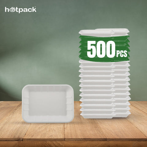 500 pieces Biodegradable Tray 9.5 x 7 Inch - Natural Disposable | Eco-Friendly & Compostable