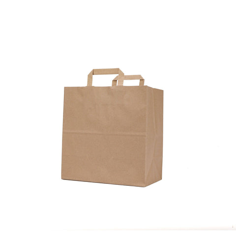 Kraft Brown Paper Bag Flat Handle 29x15x29 cm - Hotpack Global