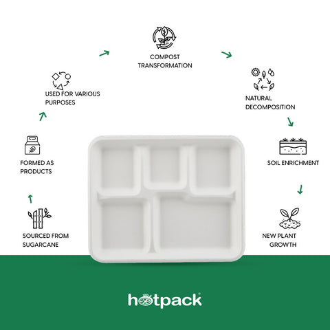 Rectangular 5 Compartment Tray