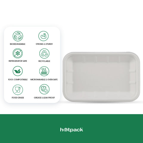 50 Pieces Rectangular Biodegradable Tray