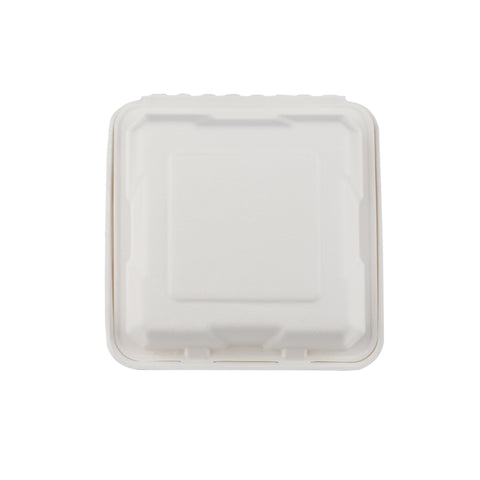 200 Pieces Biodegradable Clam Shell Multipurpose 9 Inch Square Container -Natural Disposable | Eco-Friendly & Compostable Hotpack