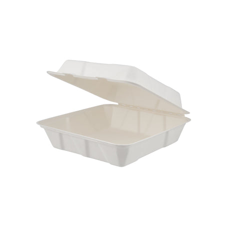 200 Pieces Biodegradable Clam Shell Multipurpose 9 Inch Square Container -Natural Disposable | Eco-Friendly & Compostable