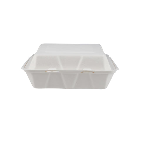 200 Pieces Biodegradable Clam Shell Multipurpose 9 Inch Square Container -Natural Disposable | Eco-Friendly & Compostable