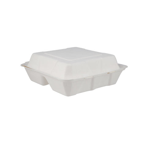 200 Pieces Biodegradable Clam Shell Multipurpose 9 Inch Square Container -Natural Disposable | Eco-Friendly & Compostable