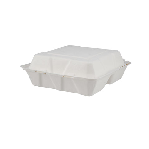 200 Pieces Biodegradable Clam Shell Multipurpose 9 Inch Square Container -Natural Disposable | Eco-Friendly & Compostable