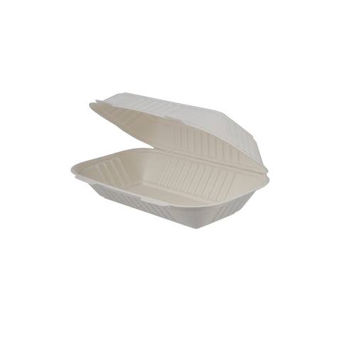 250 Pieces Biodegradable Clamshell Multipurpose Rectangular Takeaway Container - Natural Disposable| Eco-Friendly & Compostable