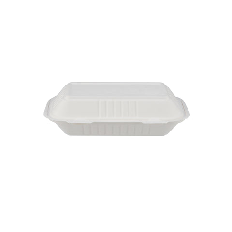 250 Pieces Biodegradable Clamshell Multipurpose Rectangular Takeaway Container - Natural Disposable| Eco-Friendly & Compostable