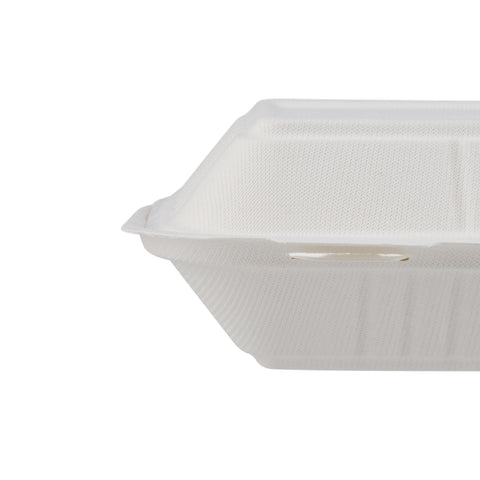 250 Pieces Biodegradable Clamshell Multipurpose Rectangular Takeaway Container - Natural Disposable| Eco-Friendly & Compostable