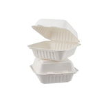 500 Pieces Biodegradable Square 6 Inch Burger Box - Natural Disposable | Eco-Friendly & Compostable