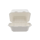 500 Pieces Biodegradable Square 6 Inch Burger Box - Natural Disposable | Eco-Friendly & Compostable