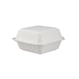 500 Pieces Biodegradable Square 6 Inch Burger Box - Natural Disposable | Eco-Friendly & Compostable