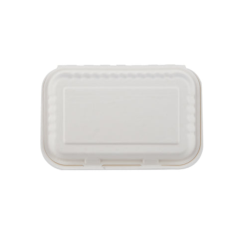 250 Pieces Biodegradable 2 Compartment Rectangular Clamshell Takeaway Contianer - Natural Disposable | Eco-Friendly & Compostable