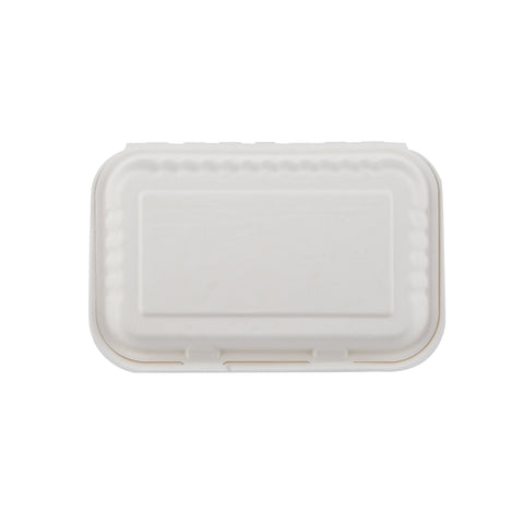 250 Pieces Biodegradable 2 Compartment Rectangular Clamshell Takeaway Contianer - Natural Disposable | Eco-Friendly & Compostable