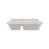 250 Pieces Biodegradable 2 Compartment Rectangular Clamshell Takeaway Contianer - Natural Disposable | Eco-Friendly & Compostable