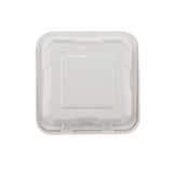 200 Pieces Biodegradable 3 Compartment 8 Inch Hinged Square Container - Natural Disposable | Eco-Friendly & Compostable