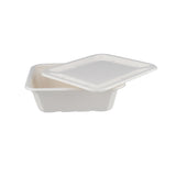 1000 Pieces Biodegradable Hinged 25 Oz Rectangular Container Base Only - Natural Disposable | Eco-Friendly & Compostable